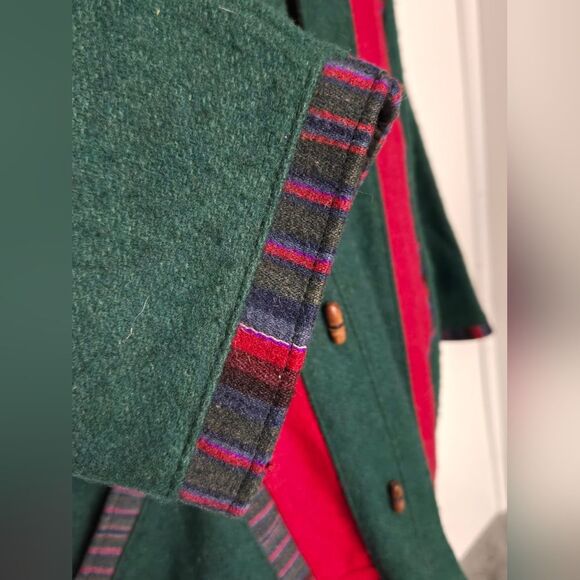 Vintage 70s Nepal Boiled Wool Jacket Coat Toggle Buttons Sz Large - Picture 5 of 14